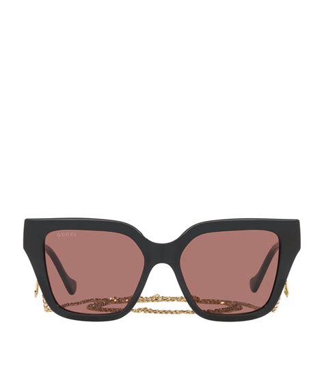 gucci 1799 uva uvb|Rectangular sunglasses with chain .